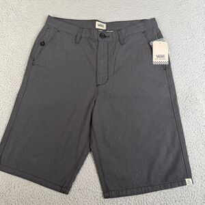 VANS  Chino Shorts Mens 30 Black Micro Check Bermuda Flat Surf Skate Streetwear